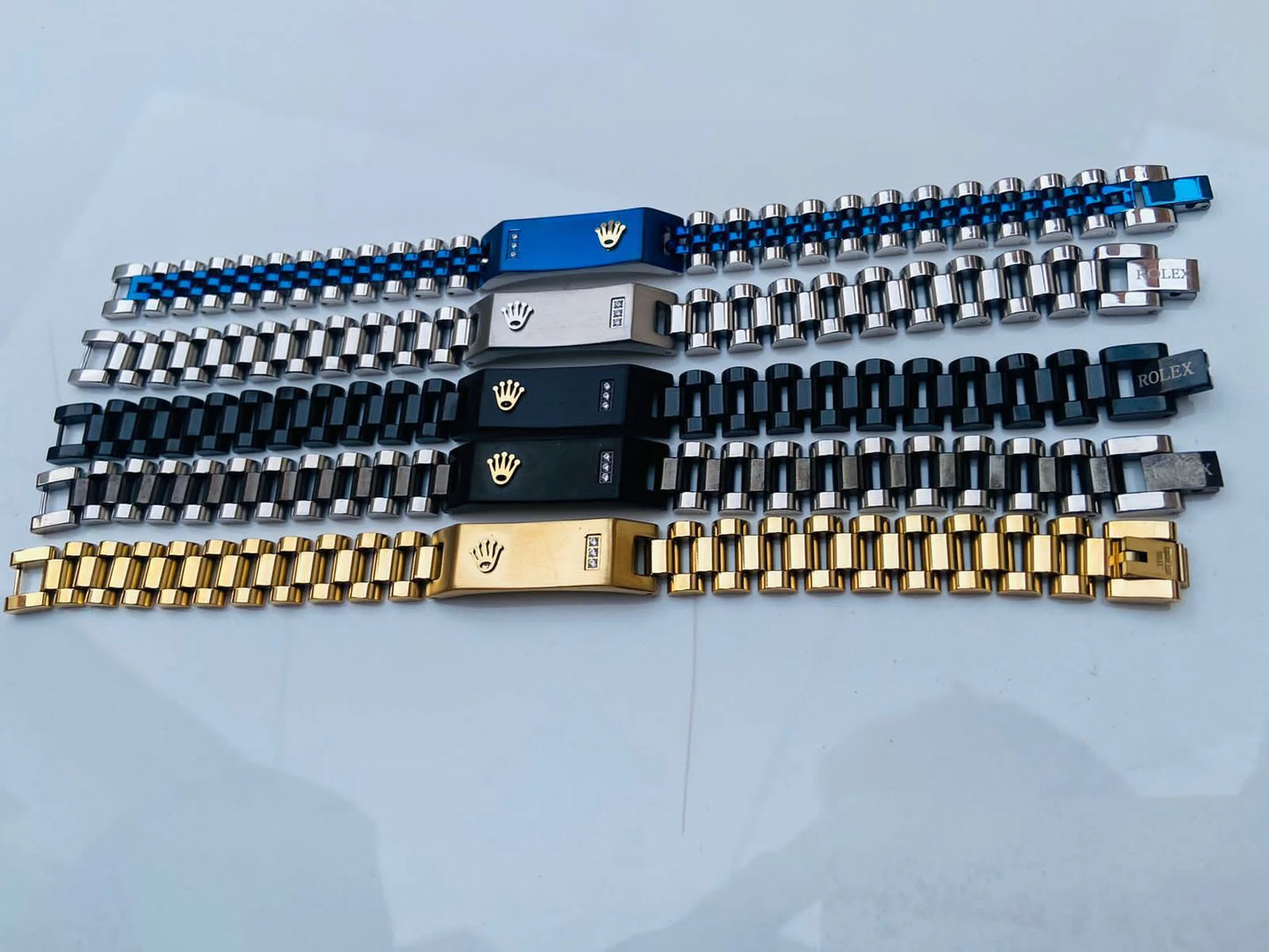 Rolex Braclet ( Full Back Golden Silver Blue )