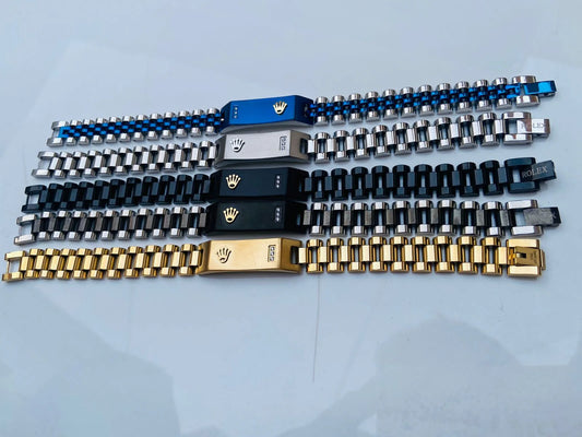 Rolex Braclet  ( Full Back Golden Silver Blue )